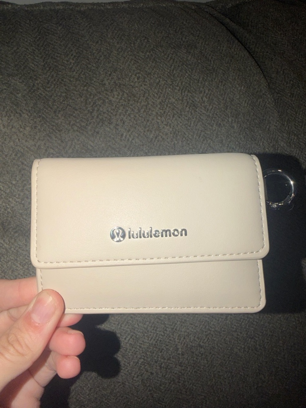 lululemon Cashew/Cream Card Front Flap Wallet Keychain